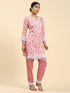 Samma Chikankari Co-ord set in Cotton for Women- Peach